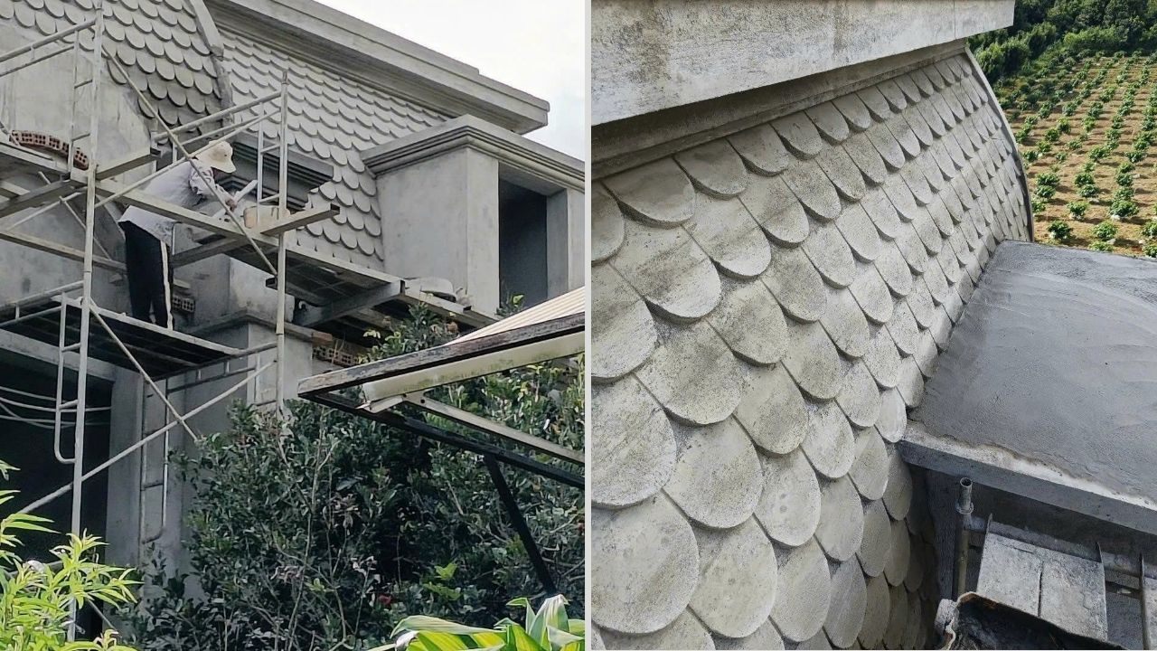 Thi công mái Mansard biệt thự tân cổ điển Dũng Yến