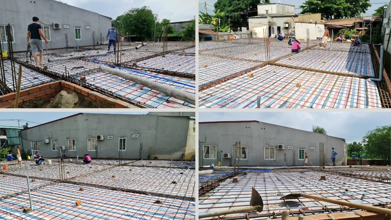 Bố trí hệ thống cốt thép sàn trong quá trình thi công biệt thự