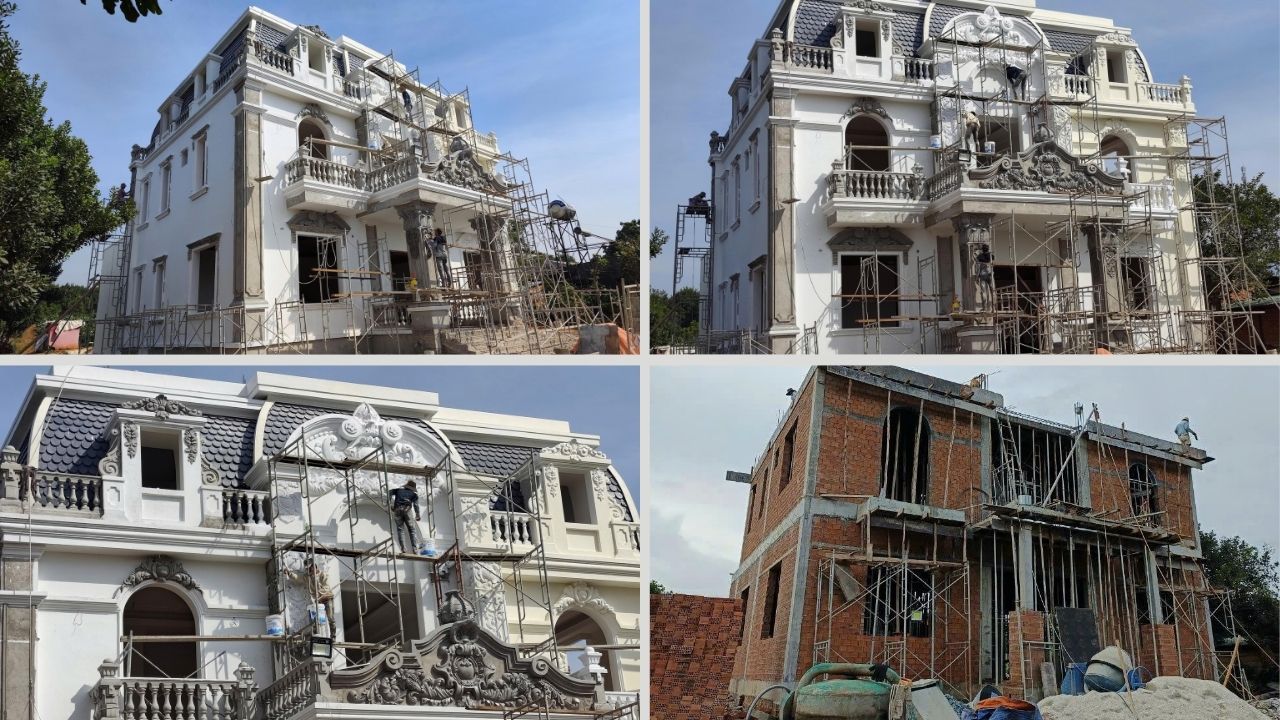 Thi công và hoàn thiện biệt thự tân cổ điển mái Mansard qua các giai đoạn