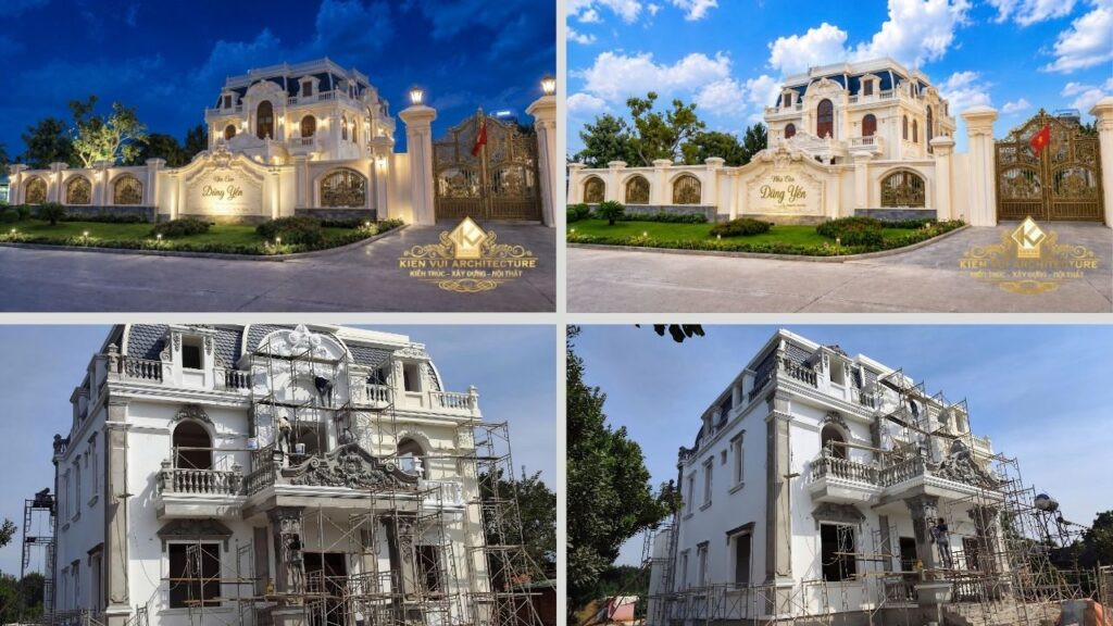 Thi công biệt thự tân cổ điển Dũng Yến mái Mansard