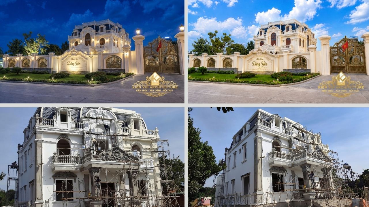 Thi công biệt thự tân cổ điển Dũng Yến mái Mansard