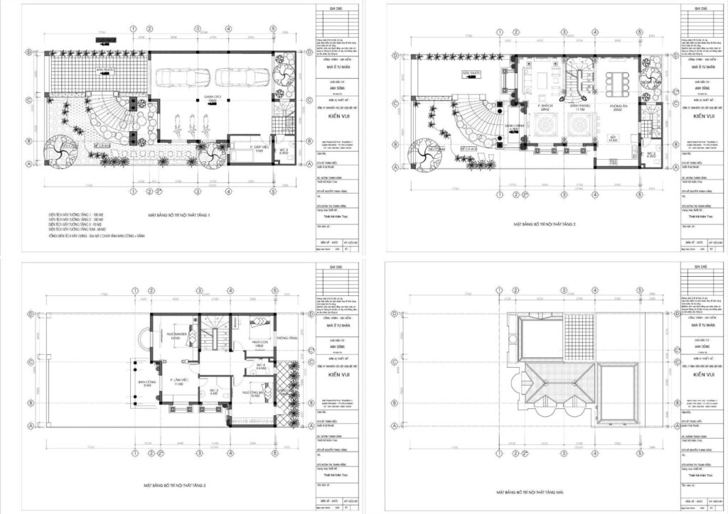 Bản vẽ mặt bằng công năng biệt thự 3 tầng tại Vũng Tàu