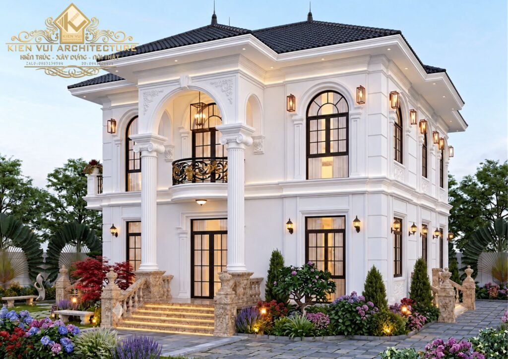 Mặt tiền biệt thự 2 tầng mái Nhật 10,5m x 14,8m tại Đức Trọng
