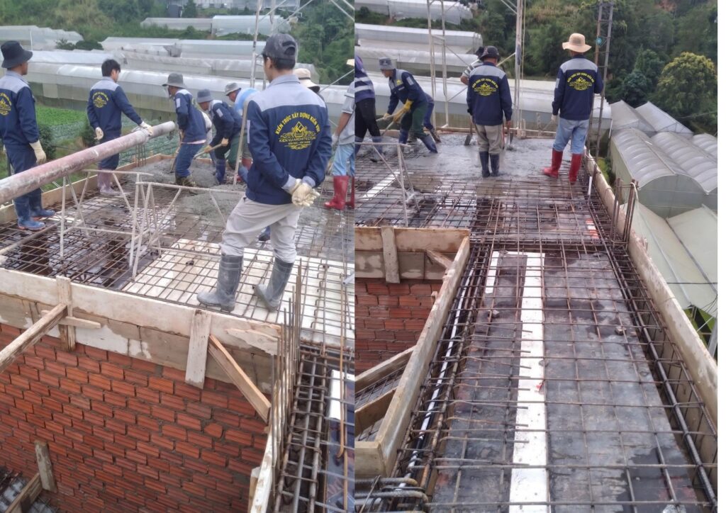 Thi công đổ bê tông sàn nhà phố 3 tầng tại Đà Lạt – đội ngũ Kiến Vui