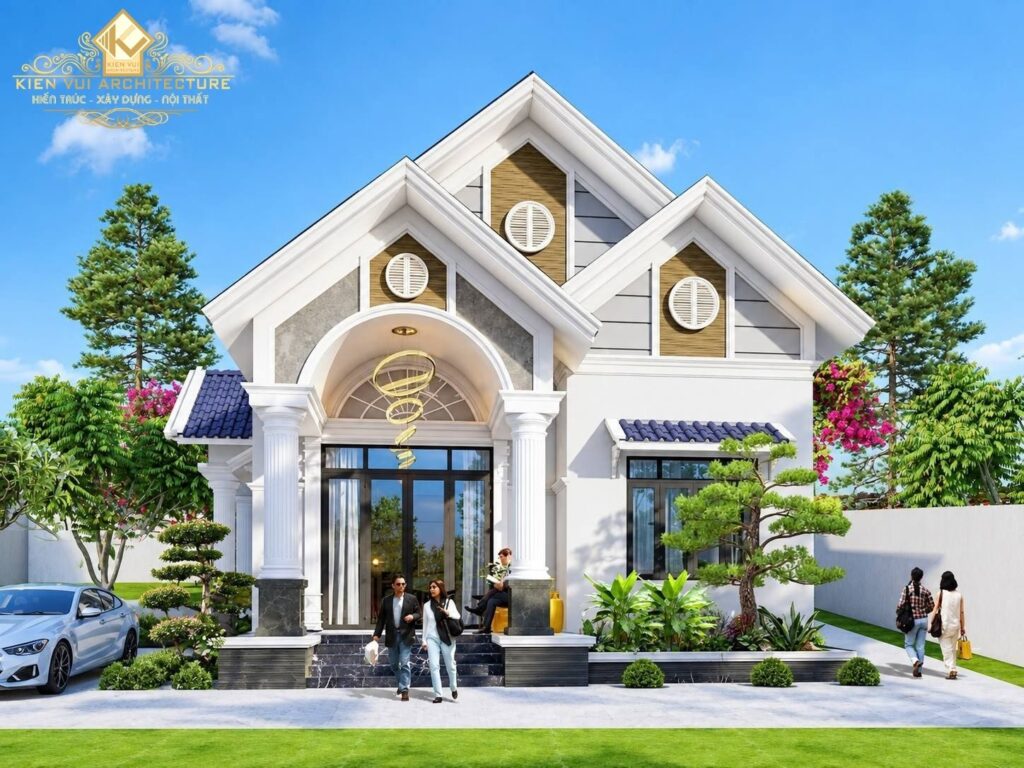 Mẫu 13 – Nhà mái Thái 1 tầng với sảnh cao