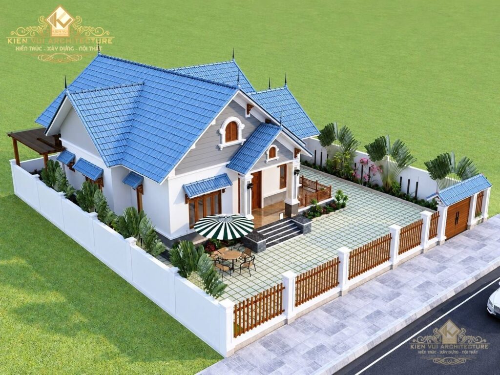 Mẫu 16 – Nhà 1 tầng nhỏ gọn với mặt tiền tối giản