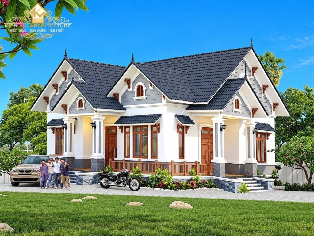 Mẫu 09 – Nhà 1 tầng mái Thái mặt tiền rộng