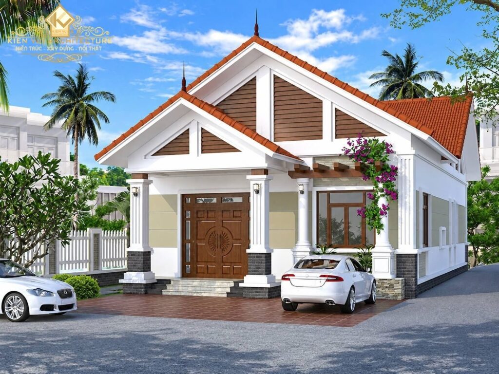 Mẫu 18 – Nhà 1 tầng hiện đại có khoảng sân trước lớn