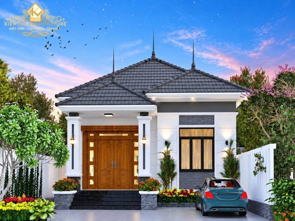Mẫu 1: Nhà 1 tầng mái Nhất hiện đại