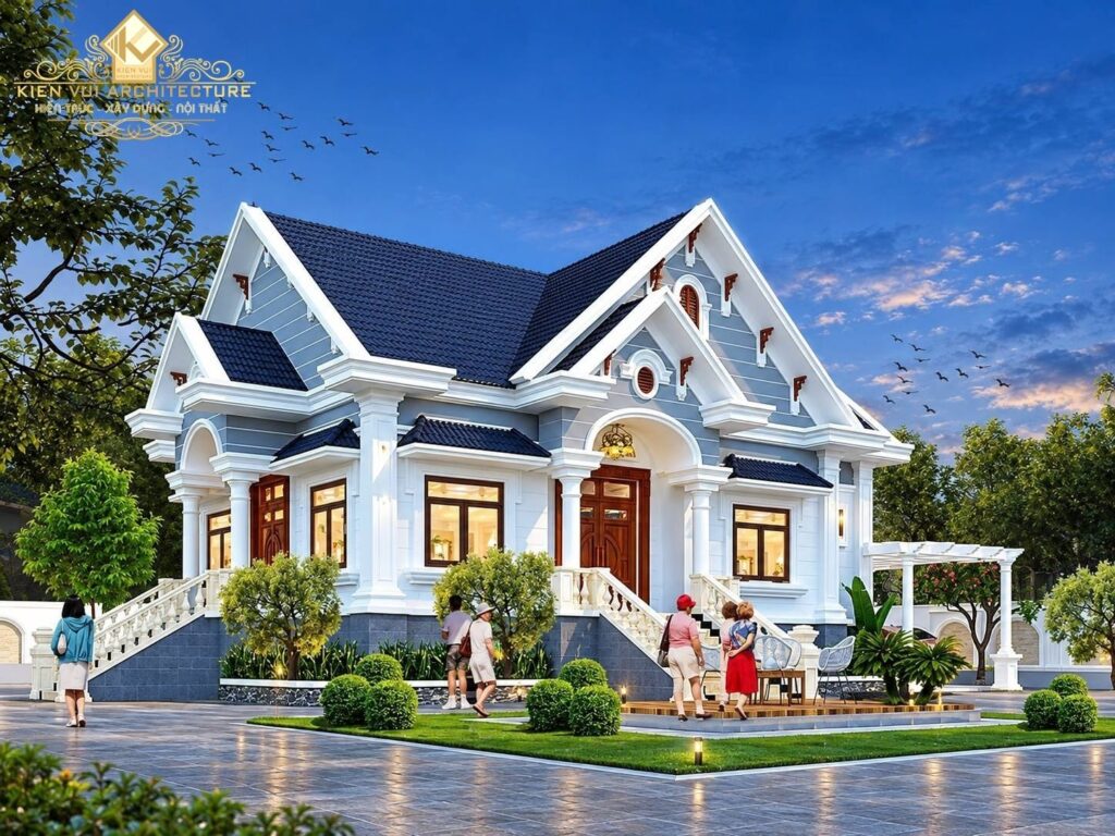 Mẫu 12 – Nhà mái Thái 1 tầng nhiều khối mái