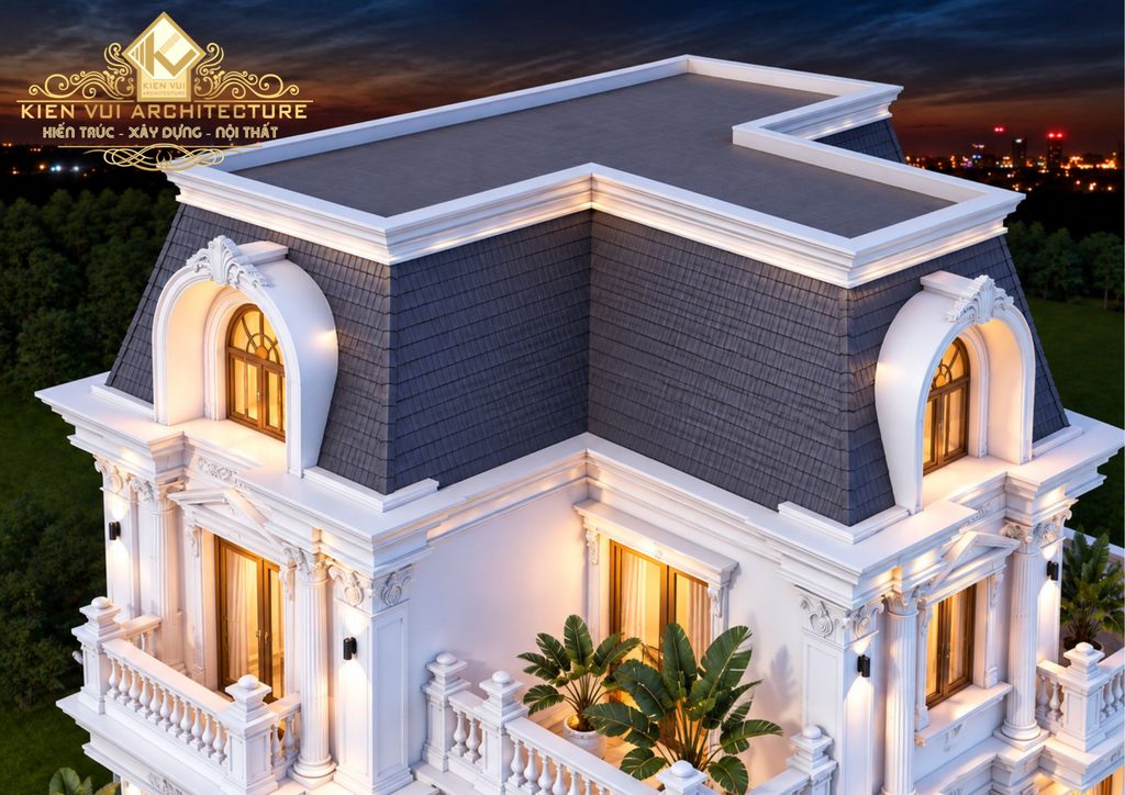 Phối cảnh biệt thự cổ điển mái Mansard