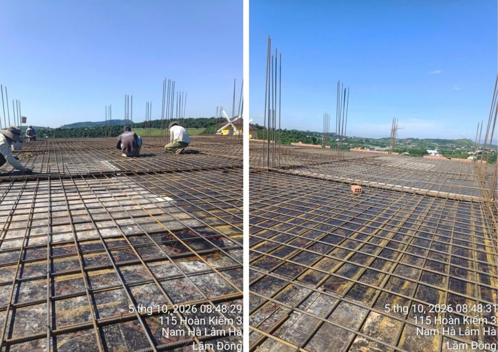 Mặt bằng cốt thép sàn và các vị trí thép chờ cột.